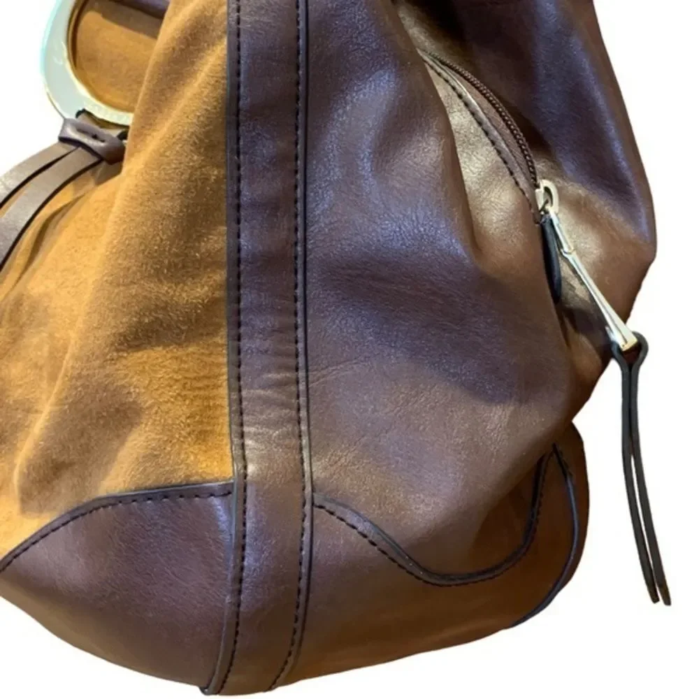 London Fog‎ Suede & Leather Hobo Shoulder Bag